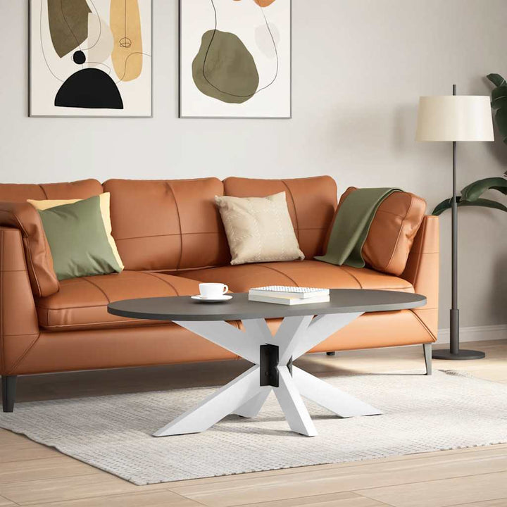 sofabordben edderkopformet hvid 98x58x(42-43) cm stål