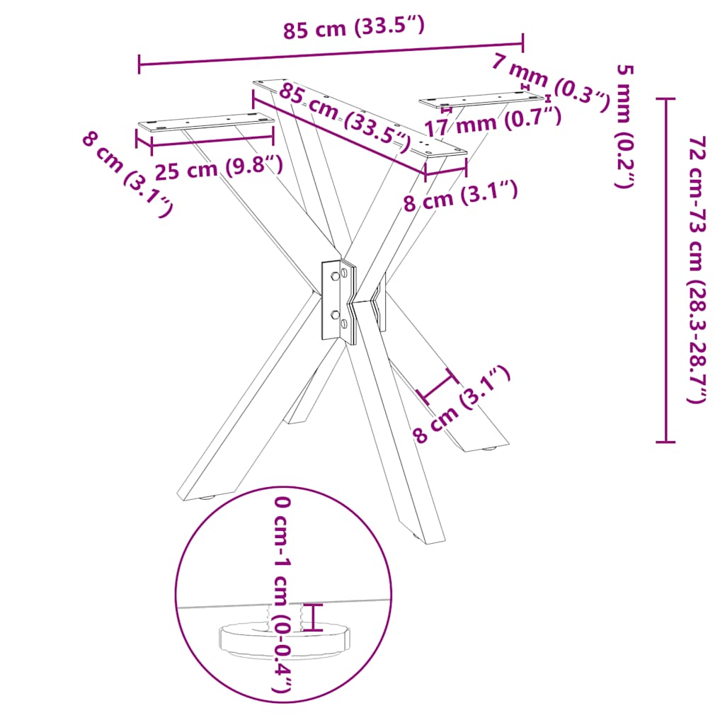spisebordben edderkopformet hvid 85x85x(72-73) cm stål