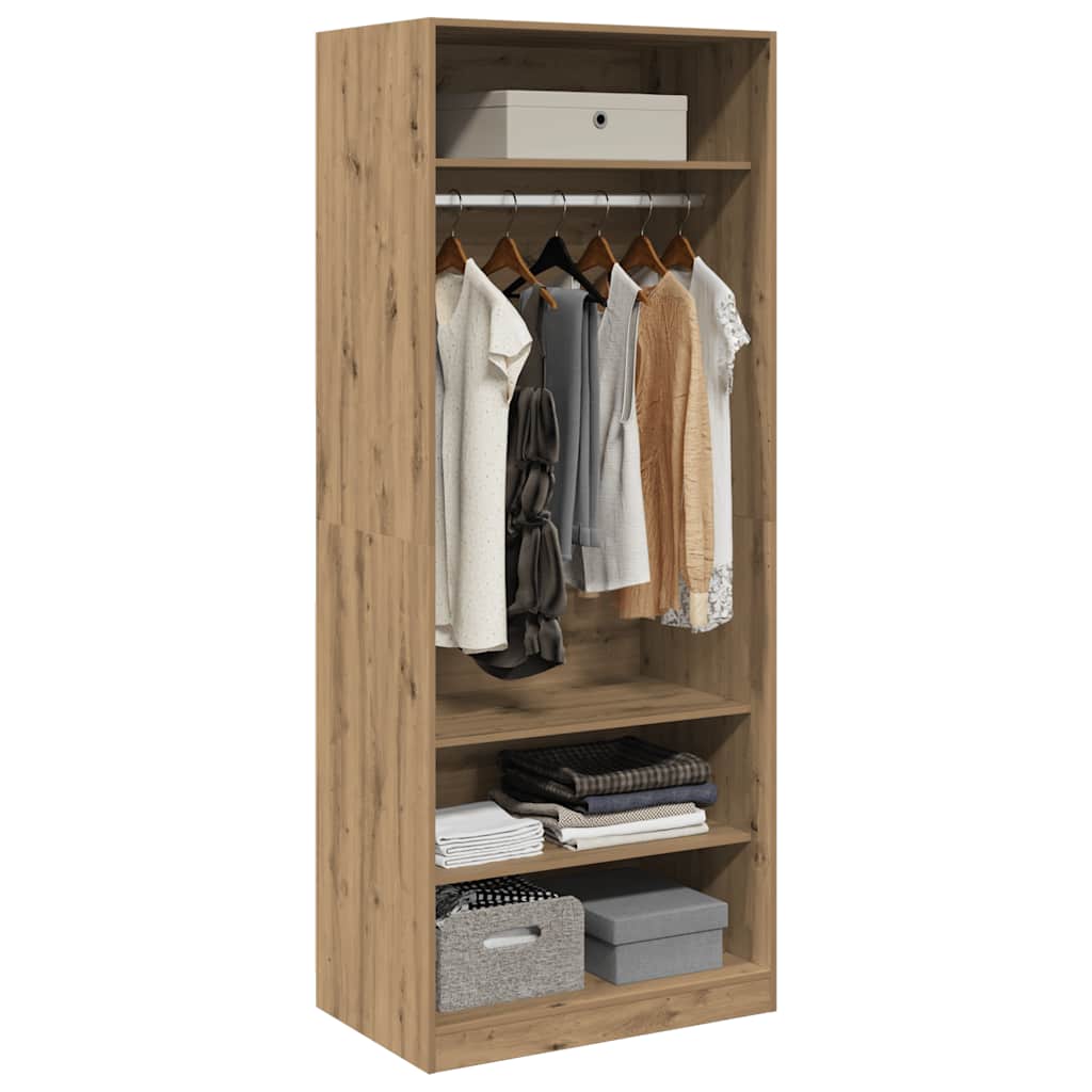 klædeskab 80x50x200 cm konstrueret træ egetræsfarve