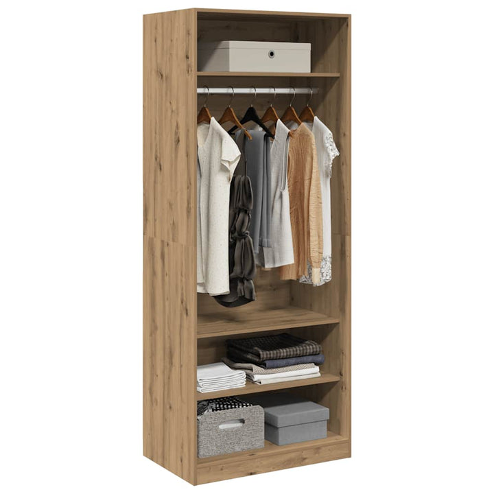 klædeskab 80x50x200 cm konstrueret træ egetræsfarve