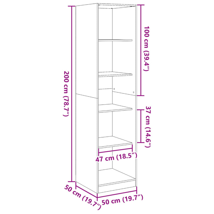 klædeskab 50x50x200 cm konstrueret træ sort