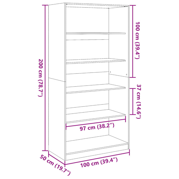 klædeskab 100x50x200 cm konstrueret træ hvid