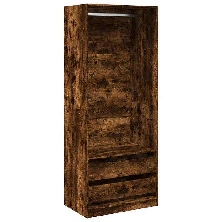 klædeskab 80x50x200 cm konstrueret træ røget egetræsfarve