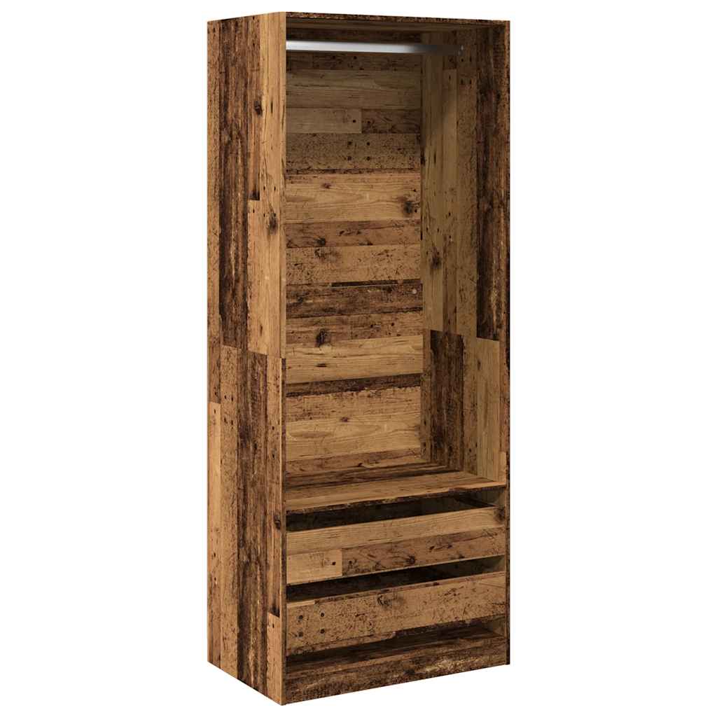 klædeskab 80x50x200 cm konstrueret træ gammelt træ-look