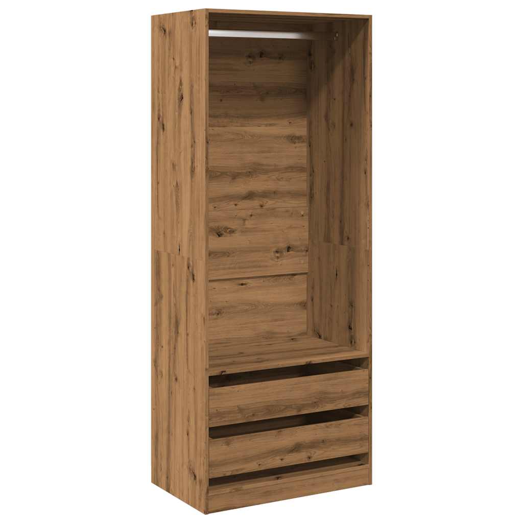klædeskab 80x50x200 cm konstrueret træ egetræsfarve