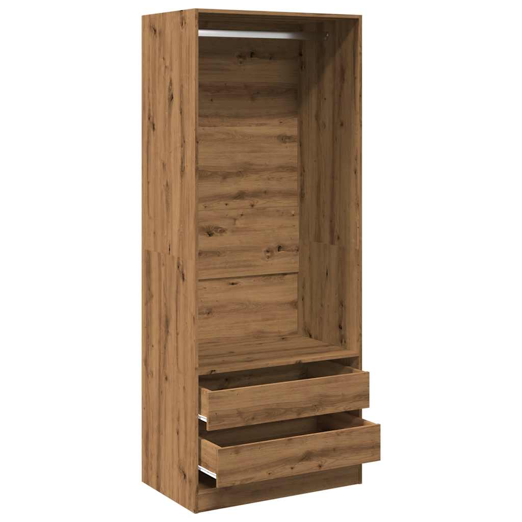 klædeskab 80x50x200 cm konstrueret træ egetræsfarve