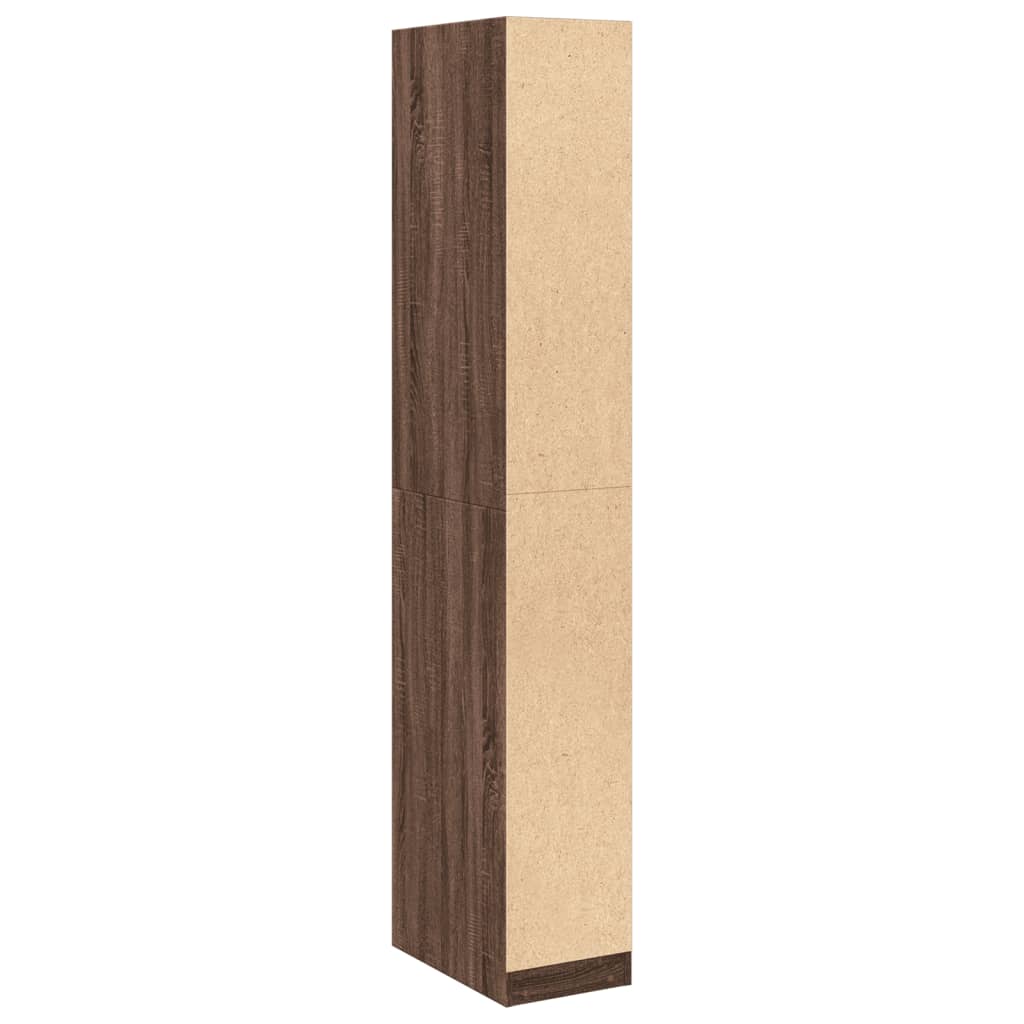 klædeskab 30x50x200 cm konstrueret træ brun egetræsfarve