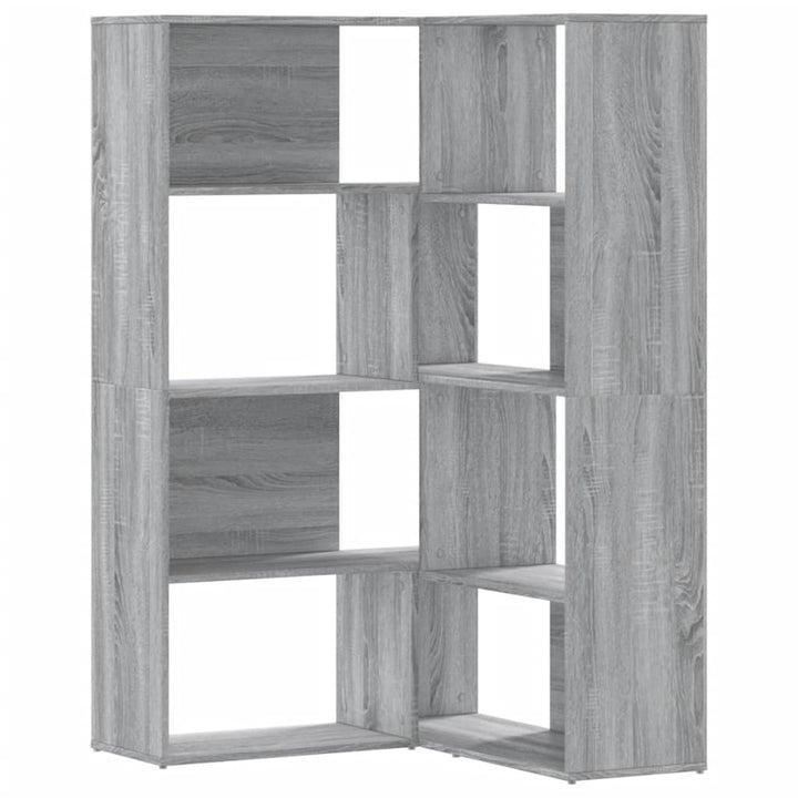 bogreol til hjørne 85x85x140 cm 4 hylder konstrueret træ