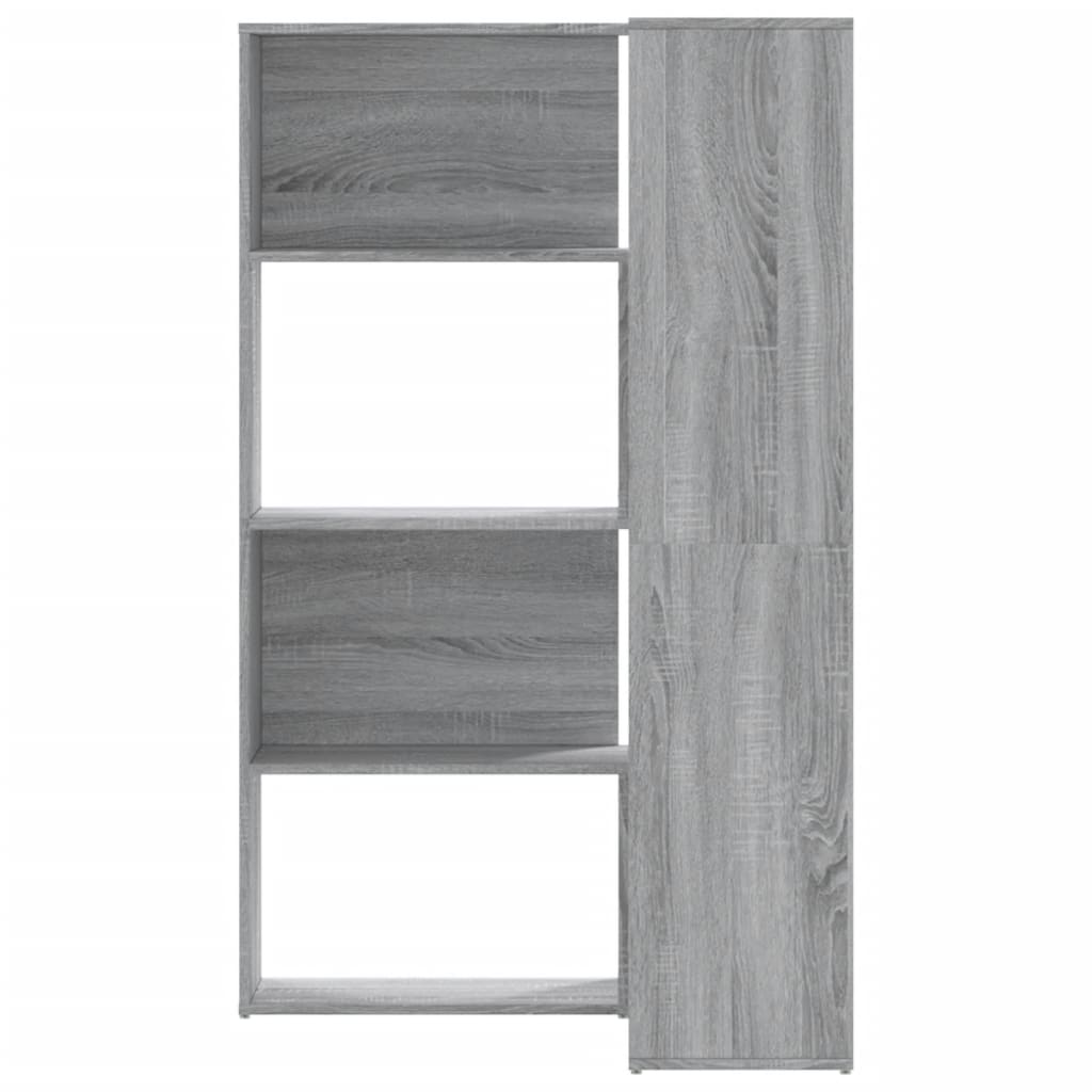 bogreol til hjørne 85x85x140 cm 4 hylder konstrueret træ