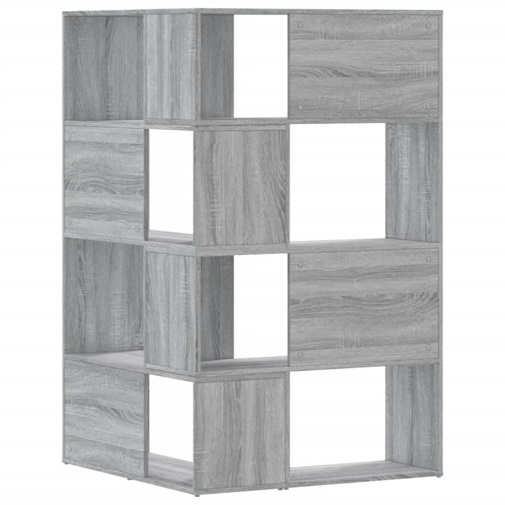 bogreol til hjørne 85x85x140 cm 4 hylder konstrueret træ