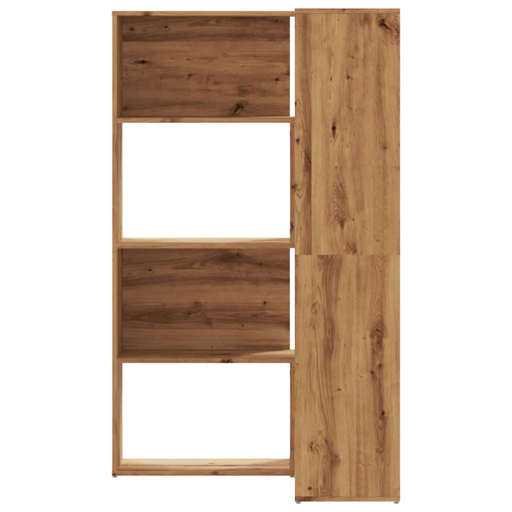 bogreol til hjørne 85x85x140 cm 4 hylder konstrueret træ eg