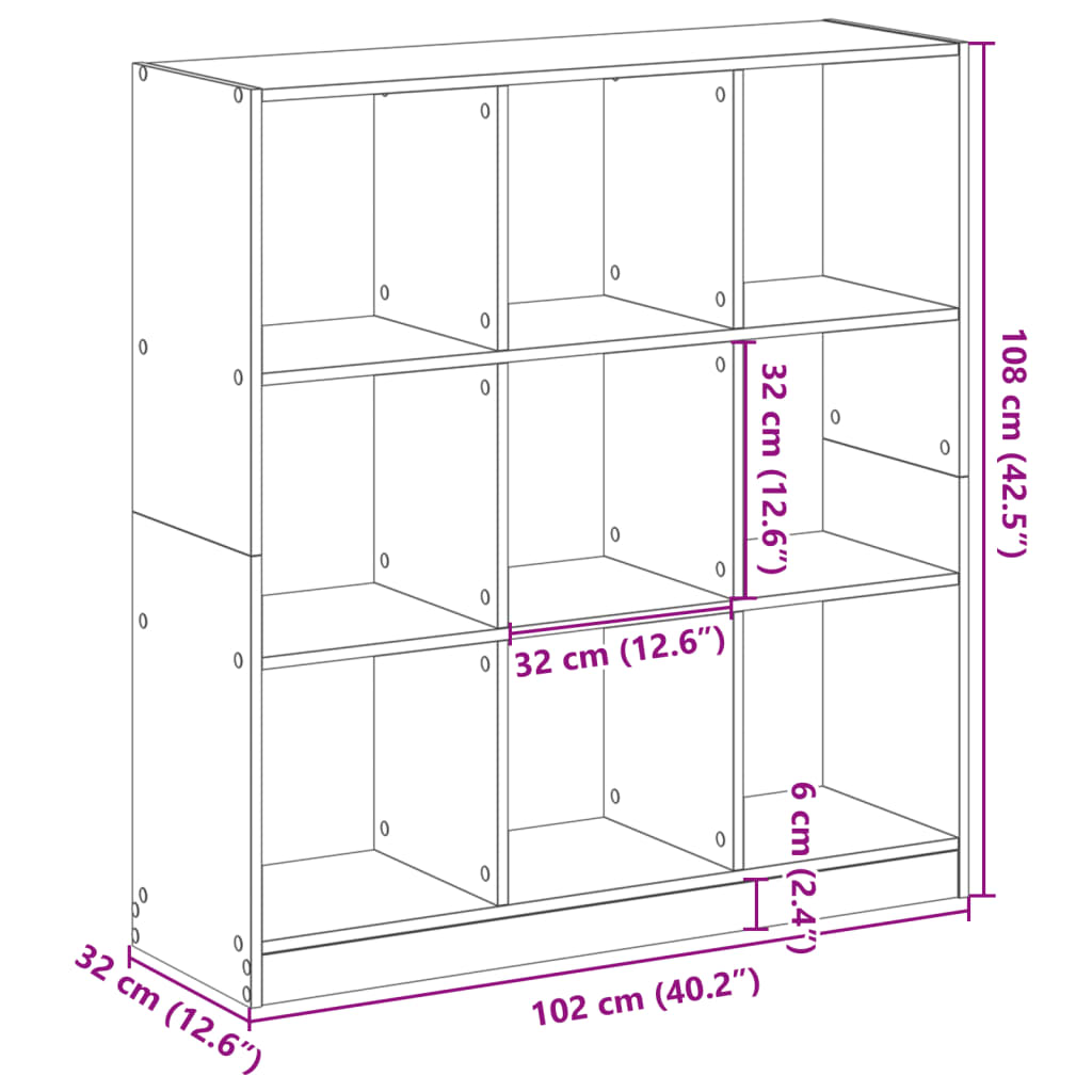 bogreol 102x32x109 cm konstrueret træ antikt træ