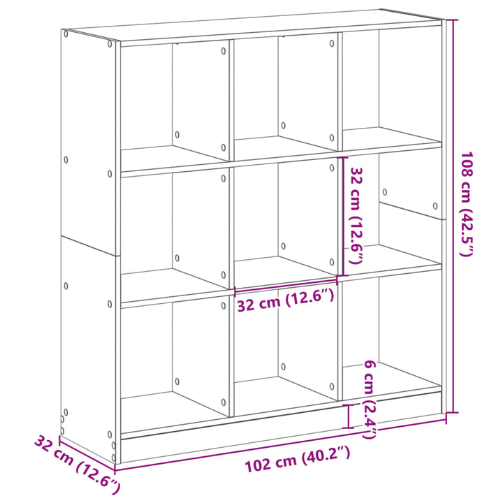 bogreol 102x32x109 cm konstrueret træ antikt træ