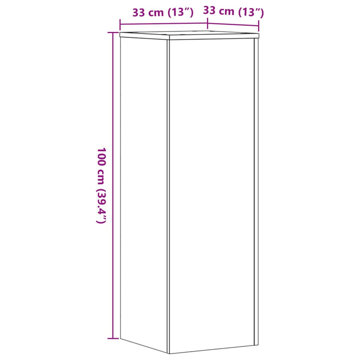plantestativer 2 stk. 33x33x100 cm konstrueret træ egetræsfarve