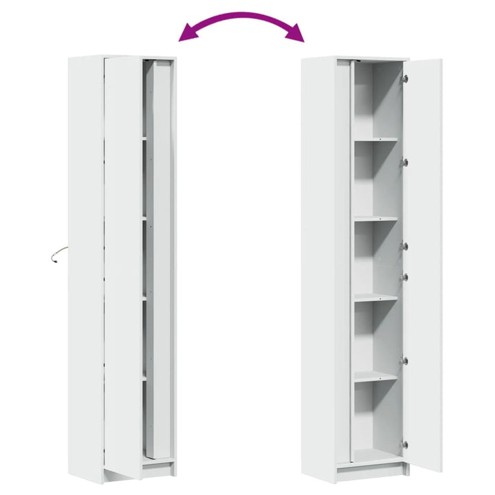 skab med LED-lys 41,5x32,5x200 cm konstrueret træ hvid