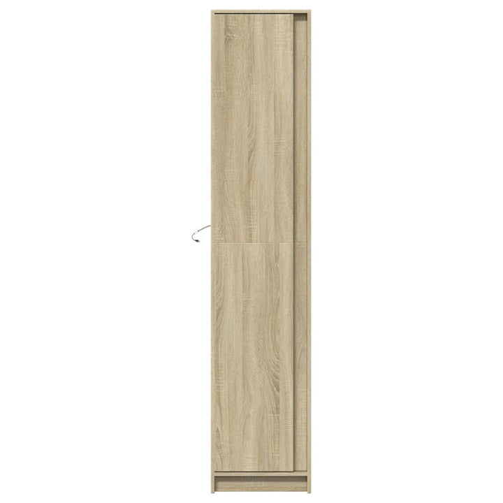 skab med LED-lys 41,5x32,5x200 cm konstrueret træ sonoma-eg