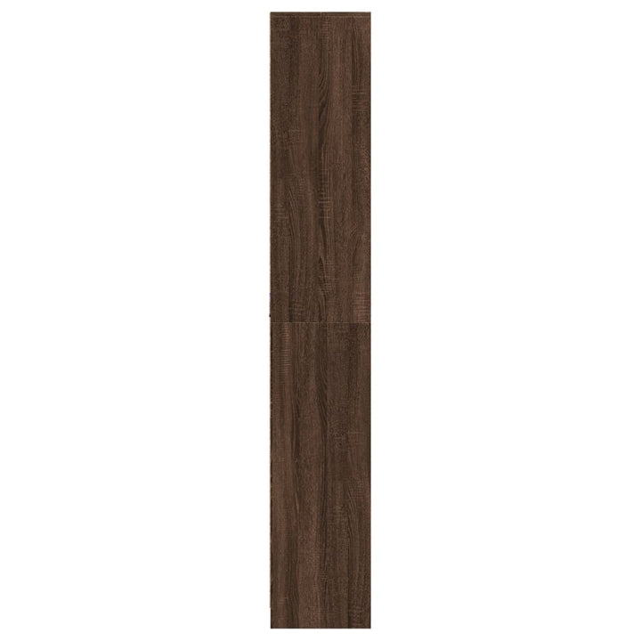 skab med LED-lys 41,5x32,5x200 cm konstrueret træ brunt eg