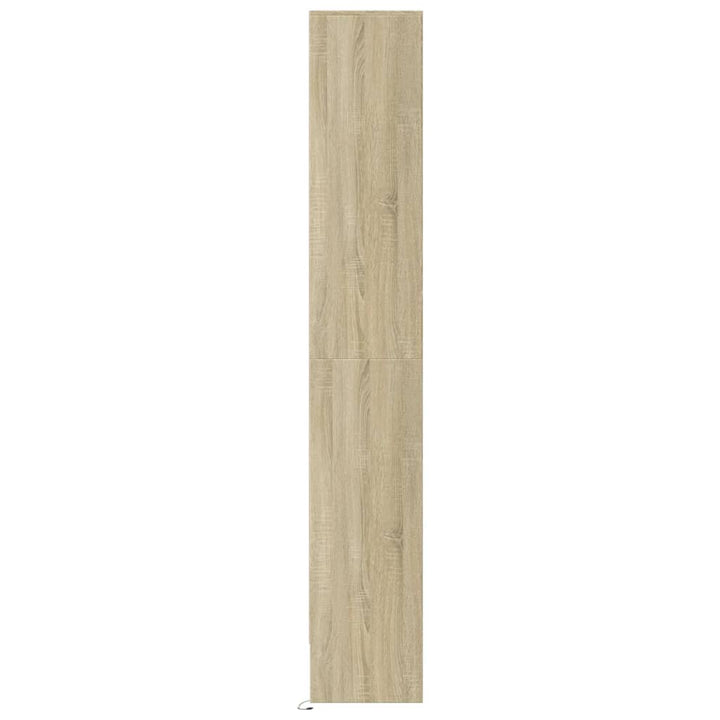 skab med LED-lys 69x32,5x200 cm konstrueret træ sonoma-eg