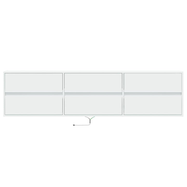 væghængt tv-bord med LED 180x31x45 cm hvid