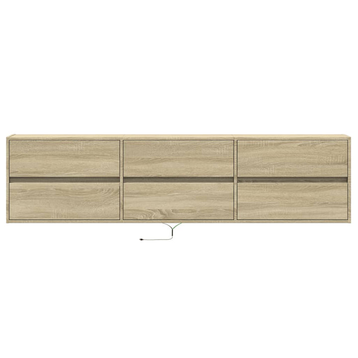 væghængt tv-bord med LED 180x31x45 cm sonoma-eg