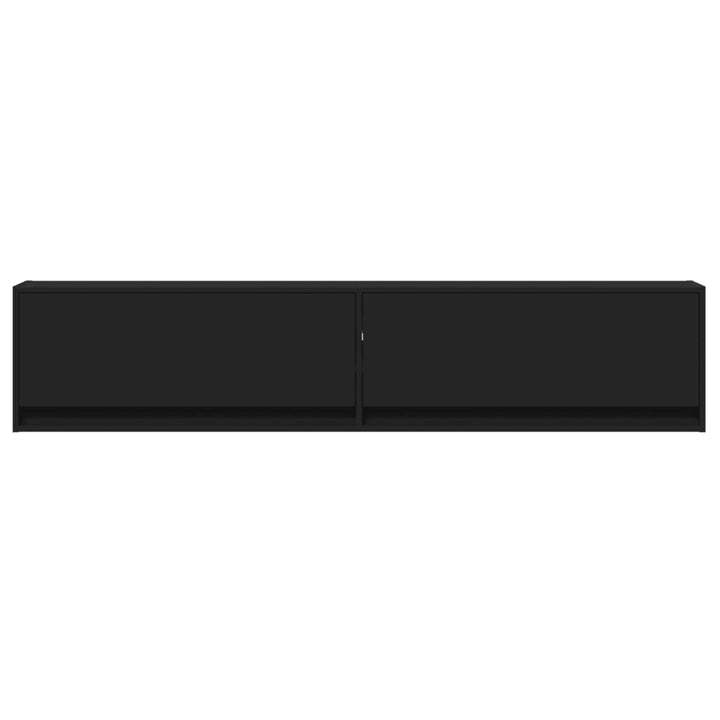 væghængt tv-bord med LED 180x31x38 cm sort
