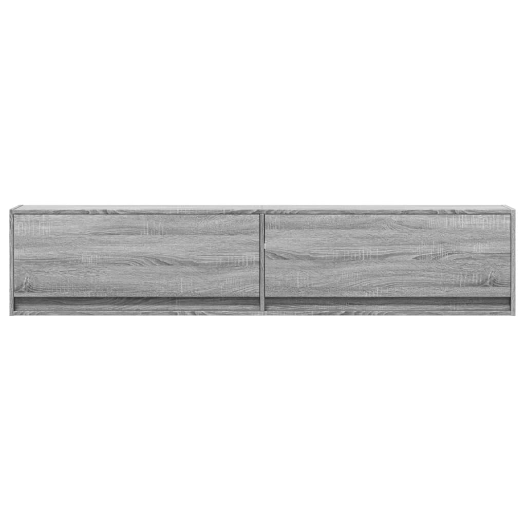 væghængt tv-bord med LED 180x31x38 cm grå sonoma-eg