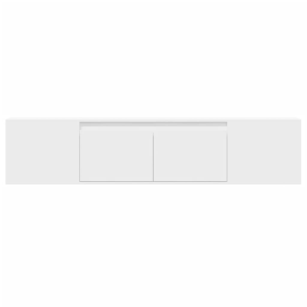 væghængt tv-bord med LED-lys 180x31x39,5 cm hvid