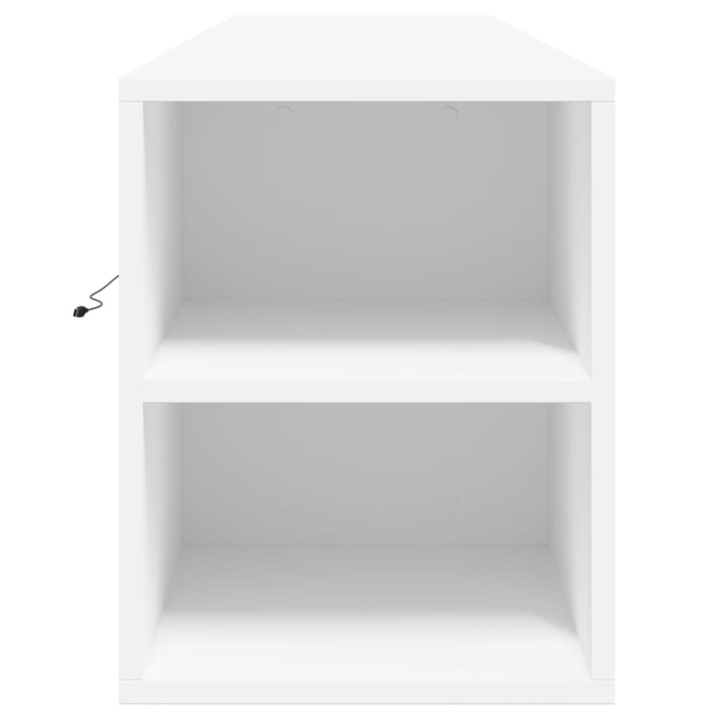 væghængt tv-bord med LED-lys 180x31x39,5 cm hvid
