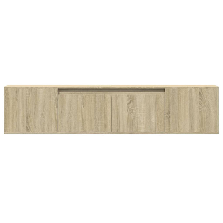 væghængt tv-bord med LED-lys 180x31x39,5 cm sonoma-eg