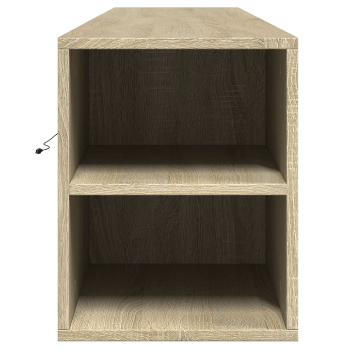 væghængt tv-bord med LED-lys 180x31x39,5 cm sonoma-eg
