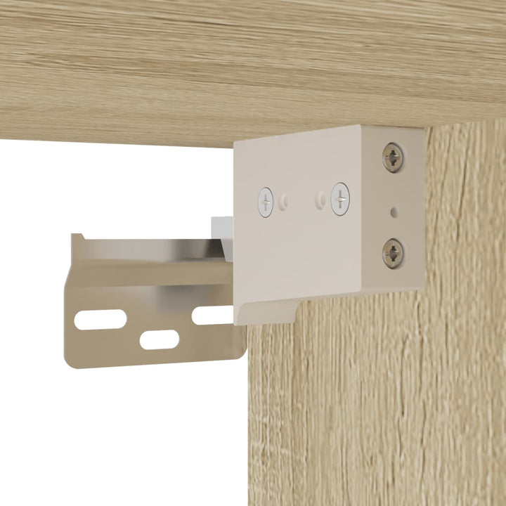 væghængt tv-bord med LED-lys 180x31x39,5 cm sonoma-eg