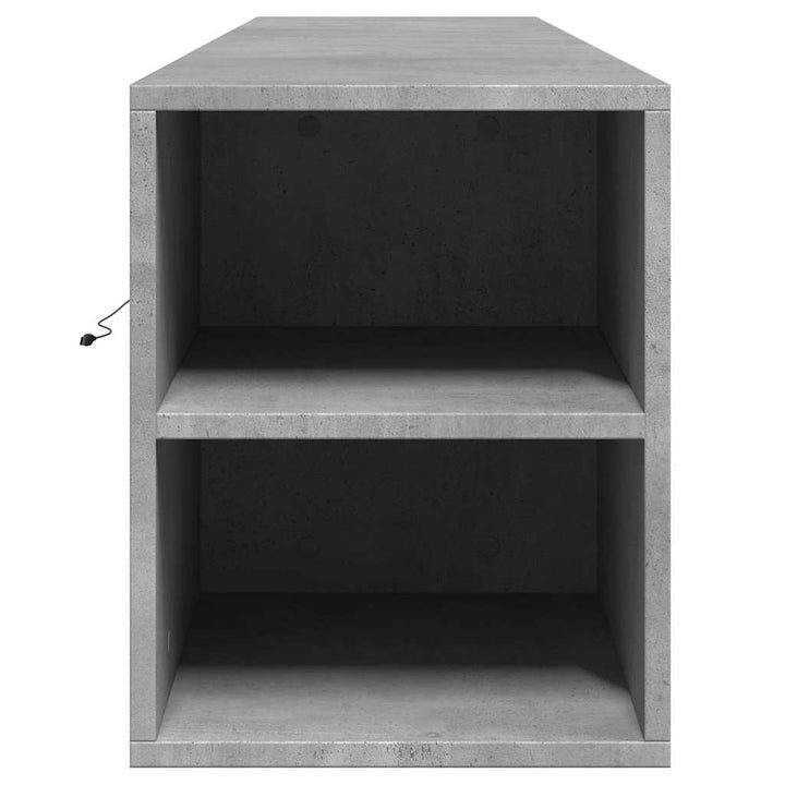 væghængt tv-bord med LED-lys 180x31x39,5 cm betongrå