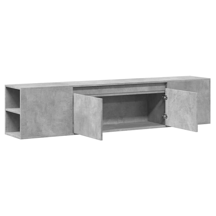 væghængt tv-bord med LED-lys 180x31x39,5 cm betongrå