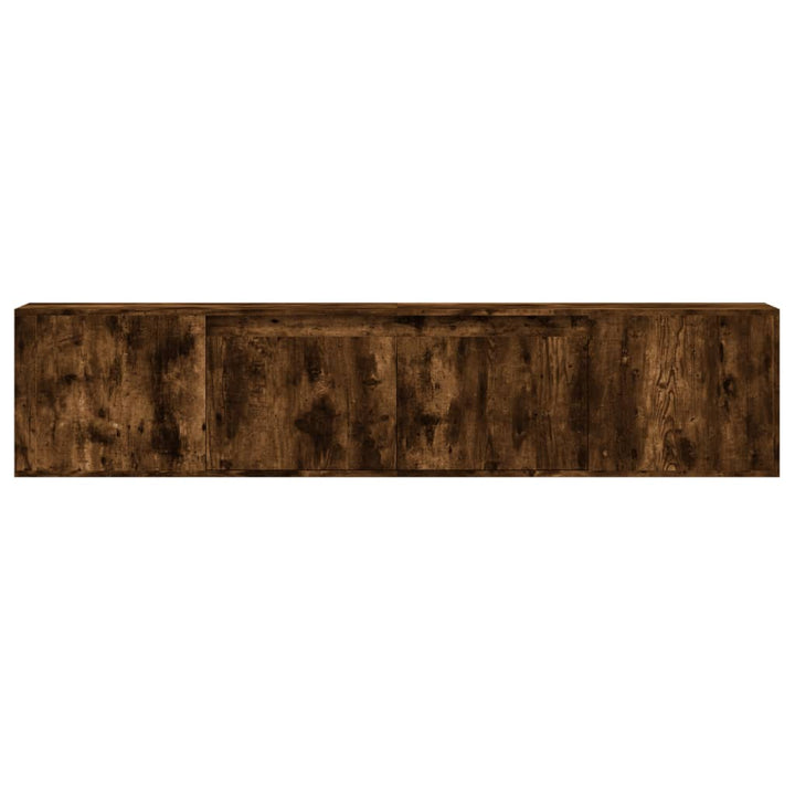 væghængt tv-bord med LED-lys 180x31x39,5 cm røget egetræsfarve