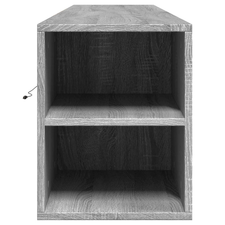 væghængt tv-bord med LED-lys 180x31x39,5 cm grå sonoma-eg