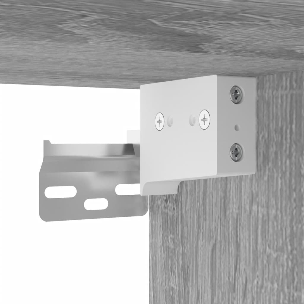væghængt tv-bord med LED-lys 180x31x39,5 cm grå sonoma-eg