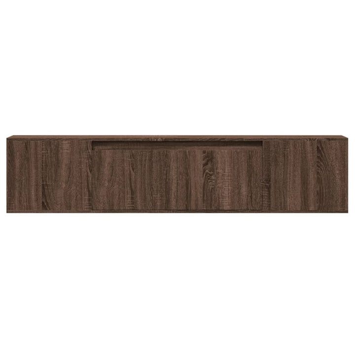 væghængt tv-bord med LED-lys 180x31x39,5 cm brun egetræsfarve