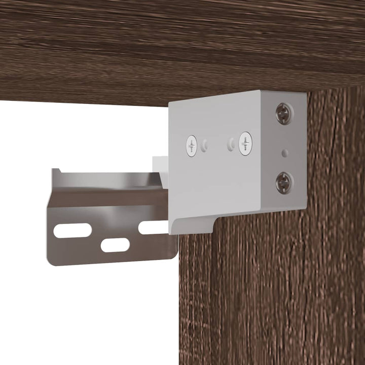 væghængt tv-bord med LED-lys 180x31x39,5 cm brun egetræsfarve