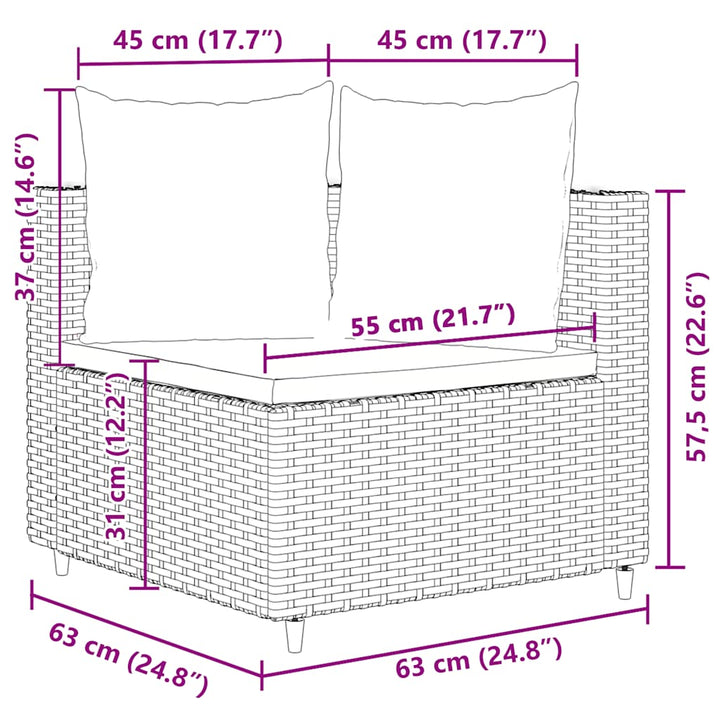 sofasæt til haven 4 dele med hynder polyrattan brun