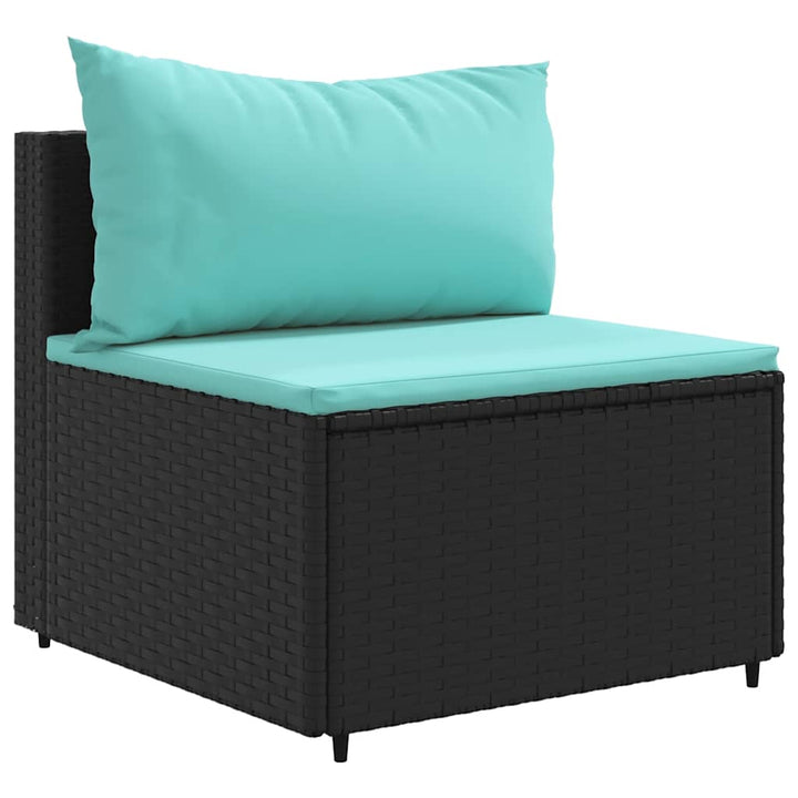 sofasæt til haven 7 dele med hynder polyrattan sort