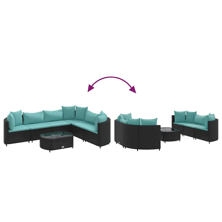 sofasæt til haven 7 dele med hynder polyrattan sort