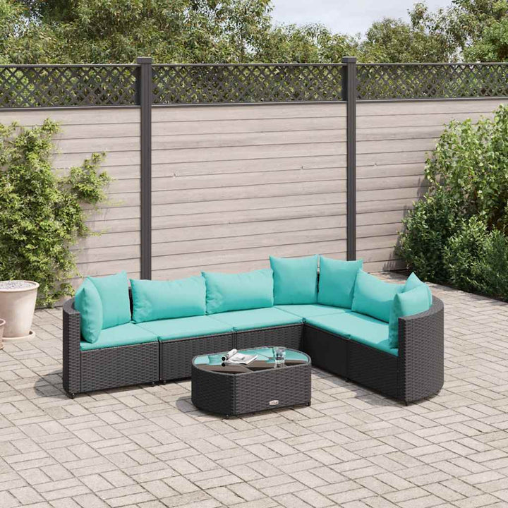 sofasæt til haven 7 dele med hynder polyrattan sort