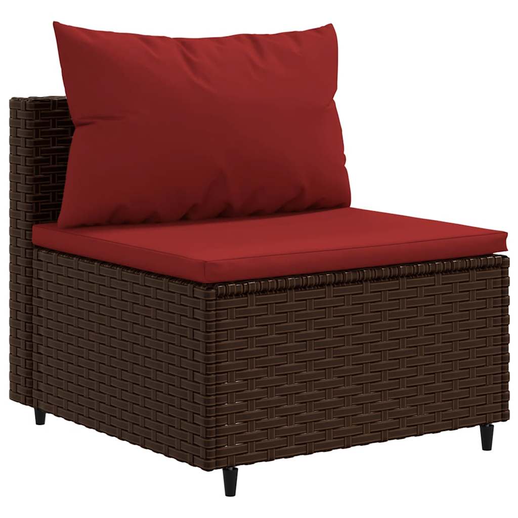 sofasæt til haven 7 dele med hynder polyrattan brun