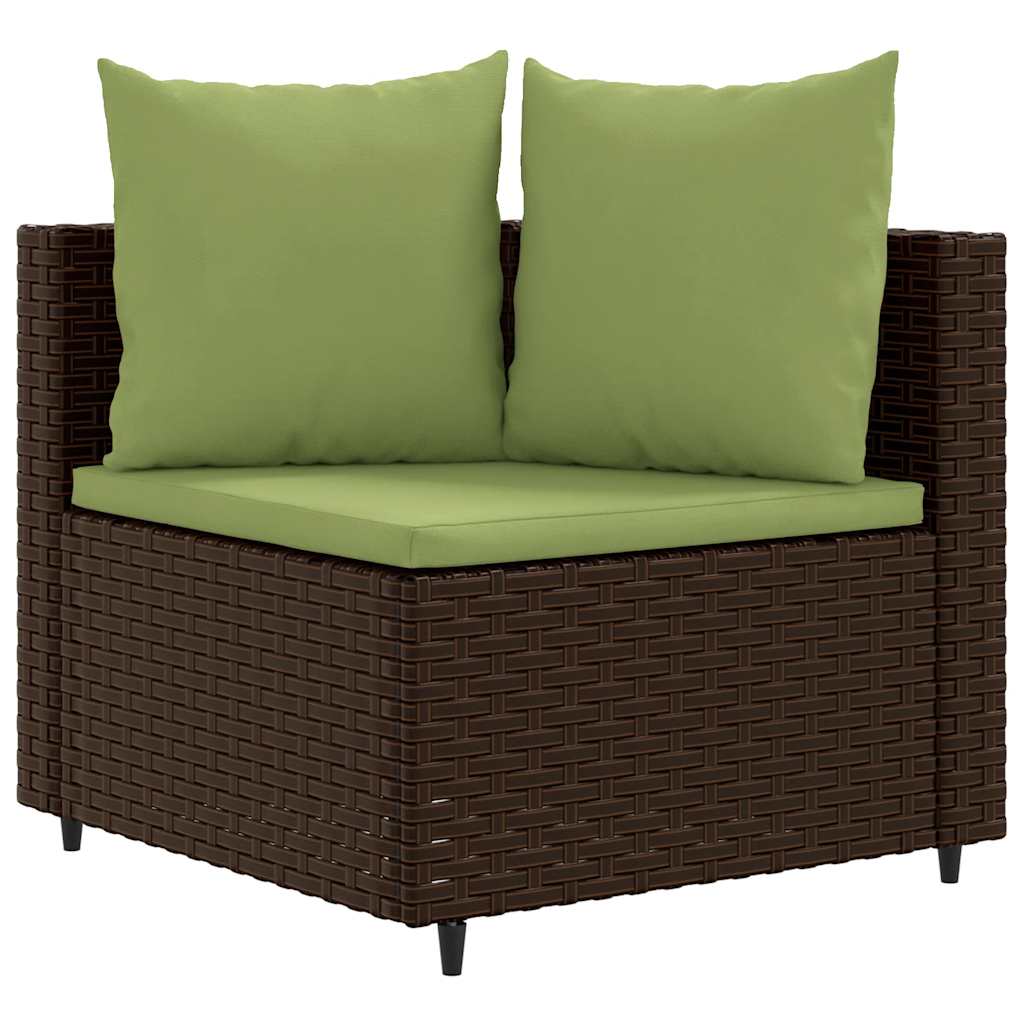 sofasæt til haven 7 dele med hynder polyrattan brun