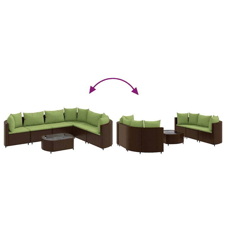 sofasæt til haven 7 dele med hynder polyrattan brun