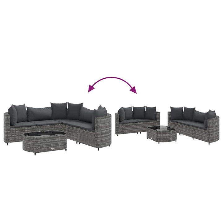 sofasæt til haven 6 dele med hynder polyrattan grå