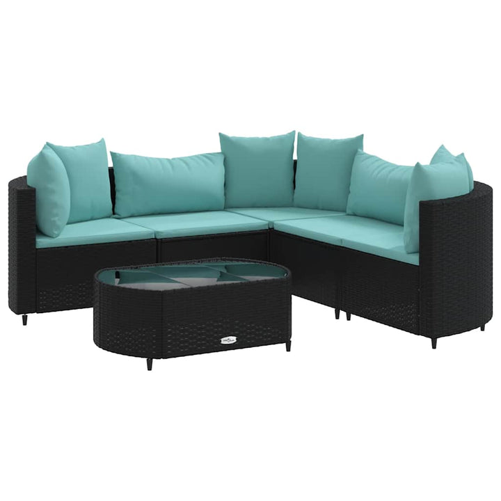 sofasæt til haven 6 dele med hynder polyrattan sort