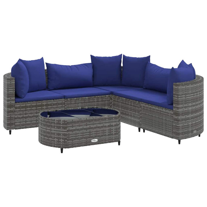 sofasæt til haven 6 dele med hynder polyrattan grå