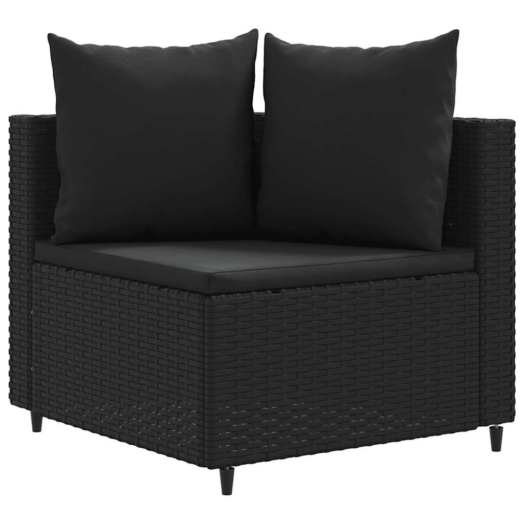 sofasæt til haven 6 dele med hynder polyrattan sort