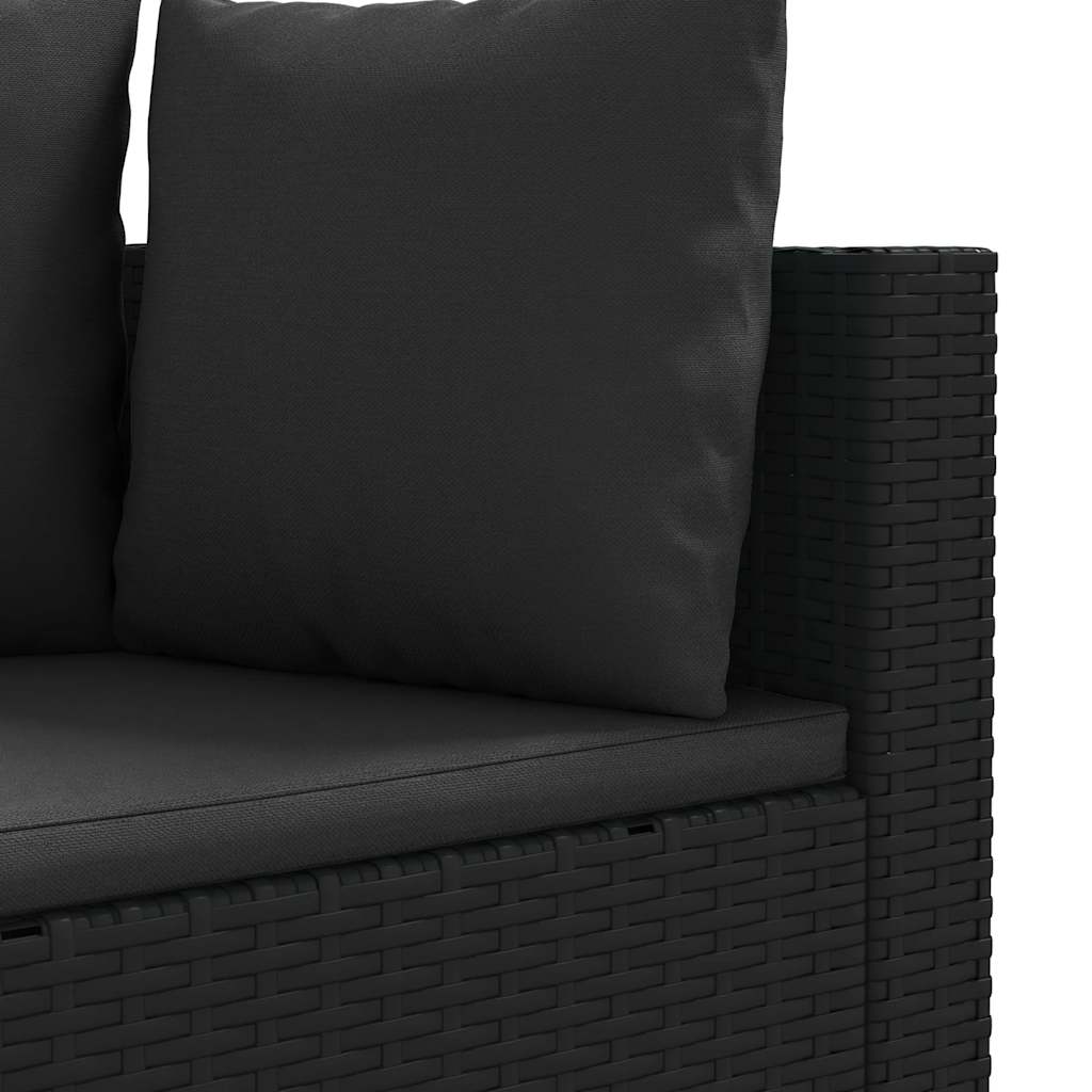 sofasæt til haven 6 dele med hynder polyrattan sort